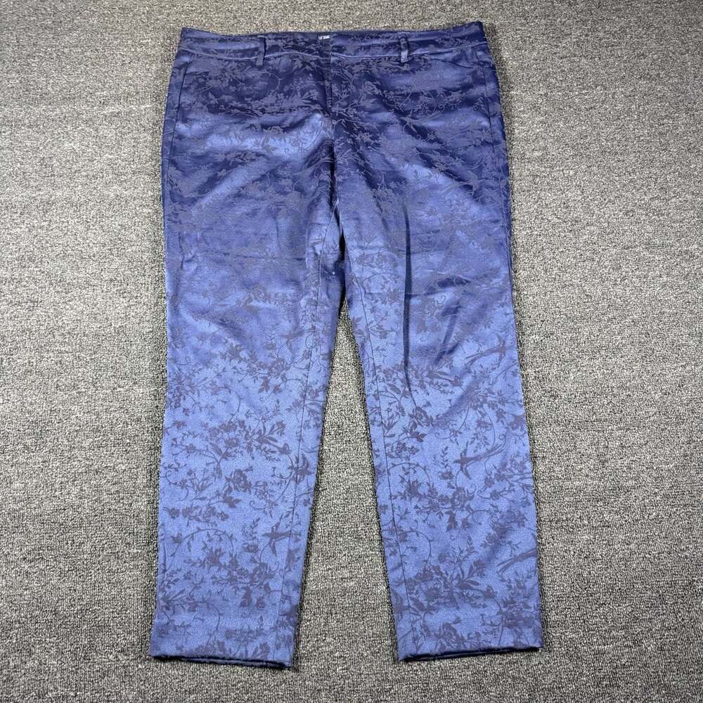 Old Navy Pixie Mid-Rise Pants Size 14 Regular Blue Floral Jacquard